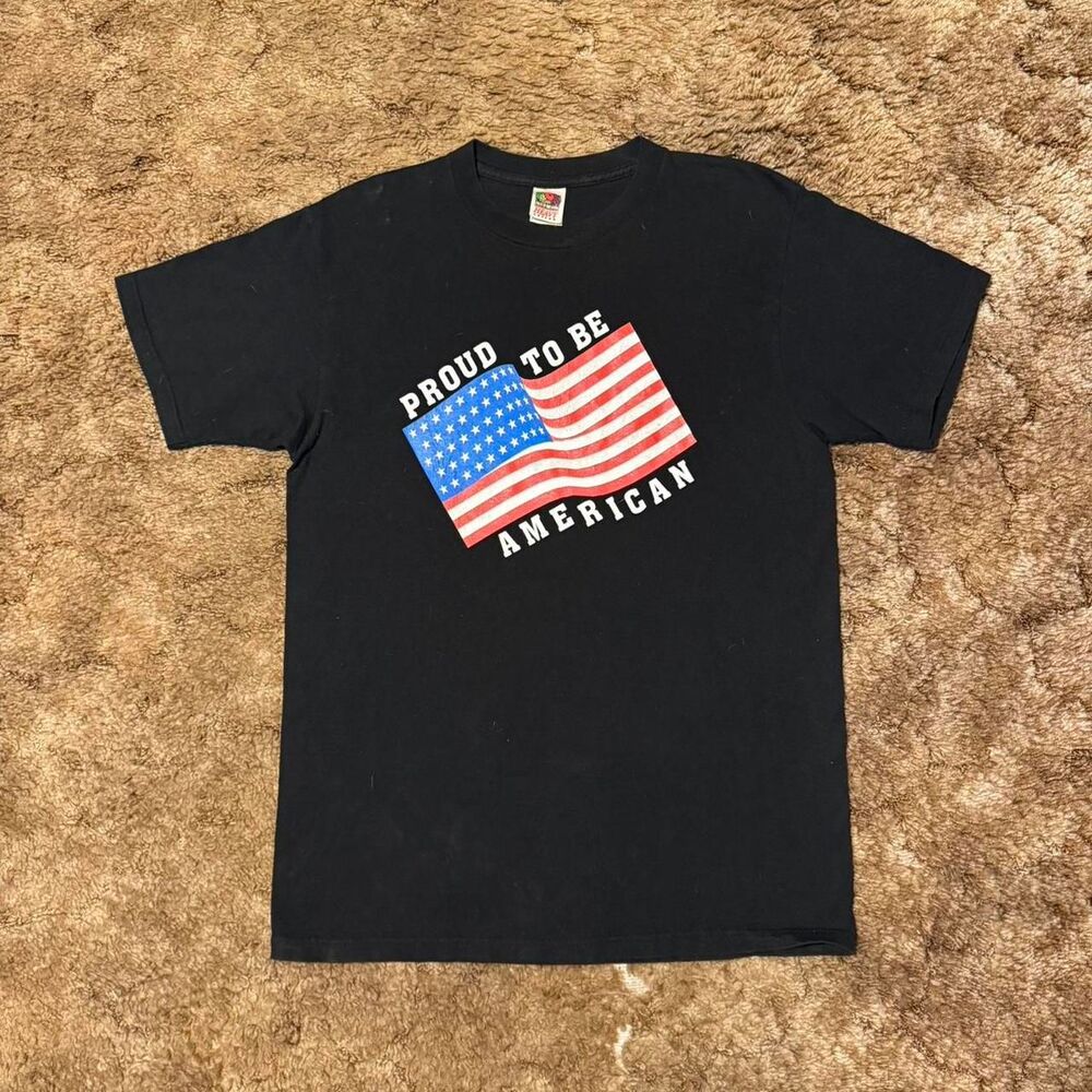 Vintage "Proud To Be American" USA Flag T-Shirt Black Large